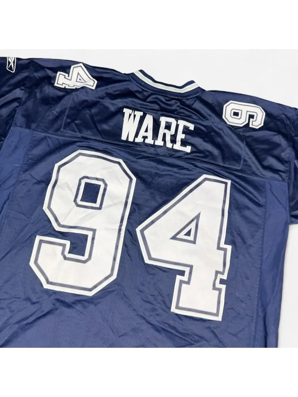 Navy DeMarcus Ware 94 Dallas Cowboys Reebok On Field jersey size XL signed